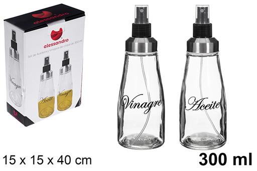 [123366] Set aceitera/vinajera cristal decorado 300 ml