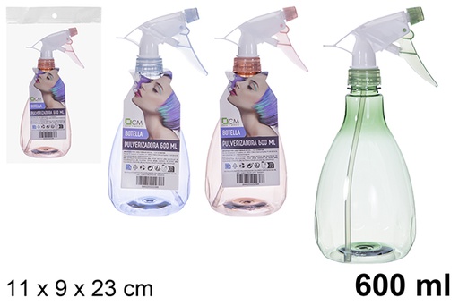 [123410] Flacone spray in plastica, colori assortiti, 600 ml