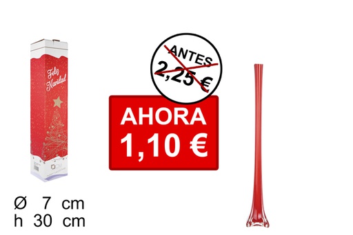 [100191] Florero cristal Navidad cuadrado rojo 30 cm