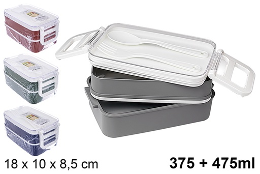 [123465] Fiambrera 2 departamentos con cubiertos 375+475ml