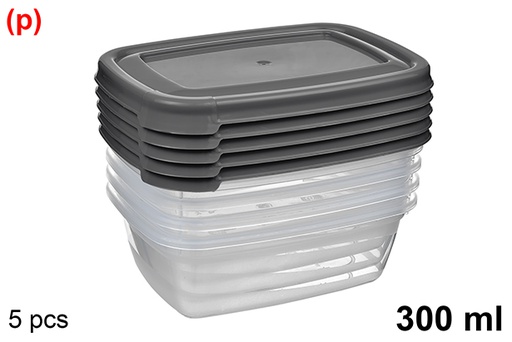 [123468] Set de 5 fiambreras rectangular 300ml