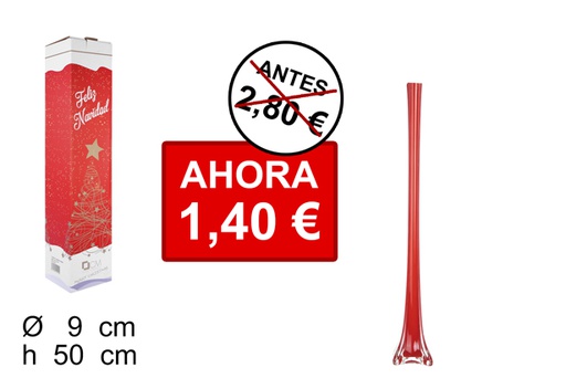 [100192] Florero cristal Navidad cuadrado rojo 40 cm