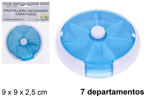 [123478] Portapillole rotante rotondo con 7 scomparti