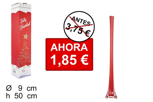 [100194] Vase en verre de Noël carré rouge 50 cm