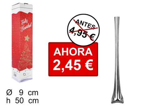 [100199] Florero cristal Navidad cuadrado plata 50 cm