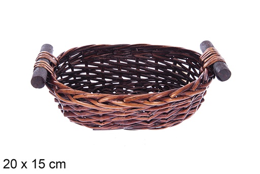 [123578] Panier ovale en acajou Vinalma 20x15 cm