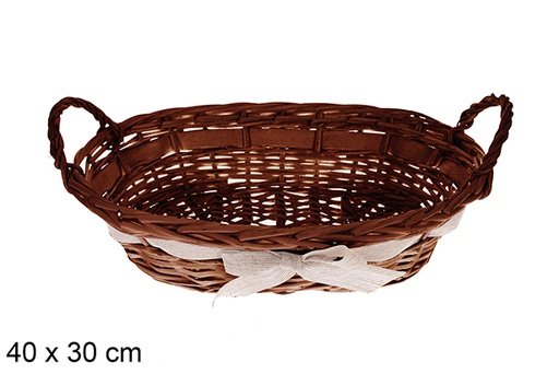[123604] Cestino ovale in mogano con fiocco Trevonel 40x30 cm