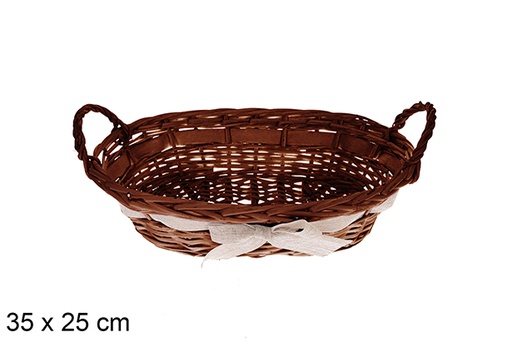 [123605] Cestino ovale in mogano con fiocco Trevonel 35x25 cm
