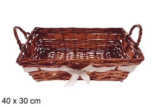 [123613] Vamirel rectangular mahogany basket with bow 40x30 cm