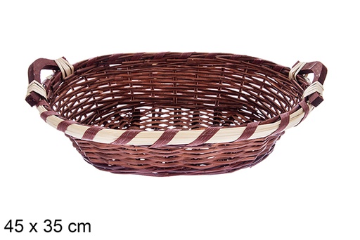 [123641] Cesto oval Avelia em mogno 45x35 cm