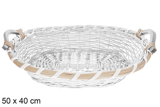 [123646] Avelia white oval basket 50x40 cm