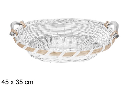[123647] Cesta ovalada blanca Avelia 45x35 cm