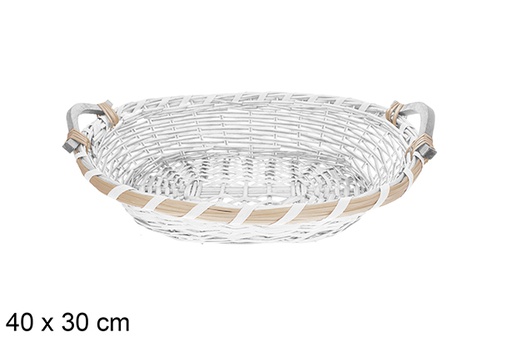 [123648] Avelia white oval basket 40x30 cm