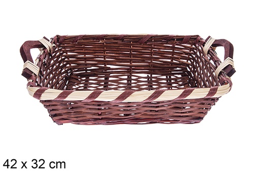 [123650] Avelia mahogany rectangular basket 42x32 cm