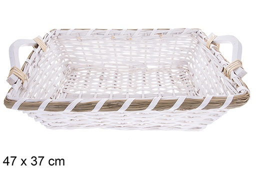 [123655] Avelia white rectangular basket 47x37 cm