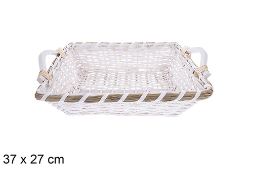 [123657] Cesta rectangular blanca Avelia 37x27 cm 