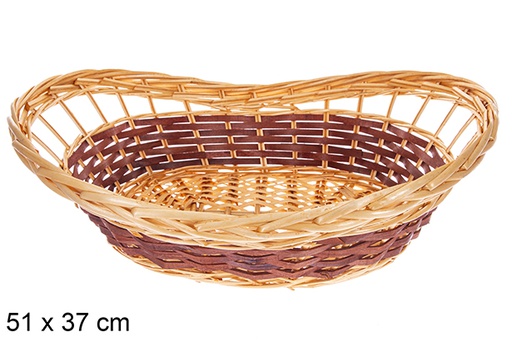 [123661] Panier ovale Lexira miel/acajou 51x37 cm