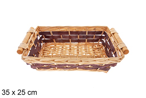 [123669] Cestino rettangolare Selvionte miele/mogano  35x25 cm