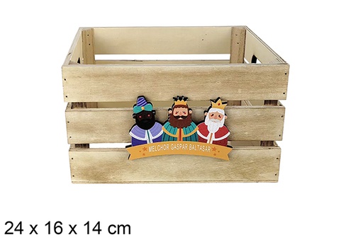 [123734] Natural wood box decorated with the Three Wise Men adoration, 24x16x14 cm