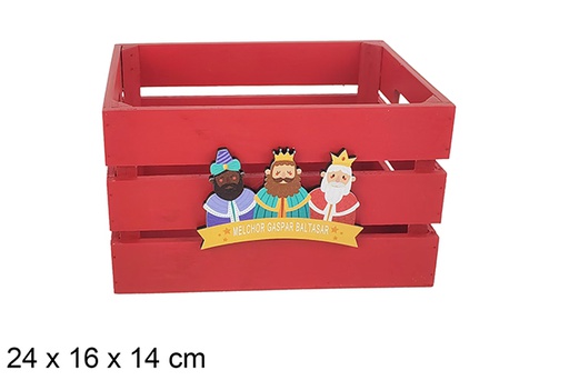 [123742] Red wooden box decorated with the Three Wise Men adoration, 24x16x14 cm