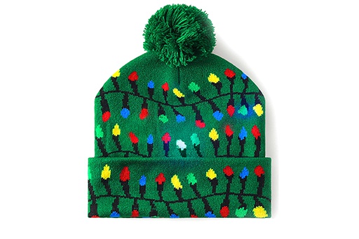 [123745] Chapeau de Noël vert avec LED