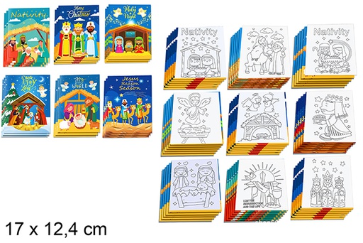 [123754] 12 Christmas coloring pages 17x12.4 cm