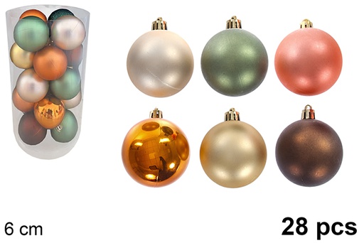 [123780] Pack 28 palline cilindriche glitterate/opache assortite 6 cm