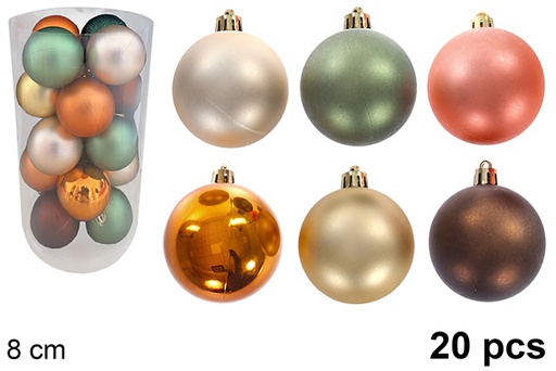 [123783] Pack 20 palline cilindriche glitterate/opache assortite 8 cm