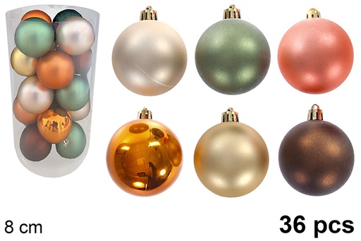 [123784] Pack 36 assorted glitter/matte cylindrical balls 8 cm