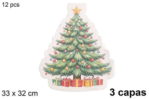 [123785] Pack 12 guardanapos de 3 camadas em formato de árvore de Natal 33x32 cm