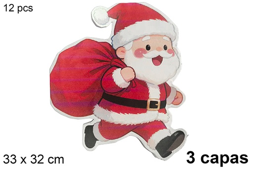 [123786] Pack 12 servilletas 3 capas con forma Papa noel con saco 33x32 cm