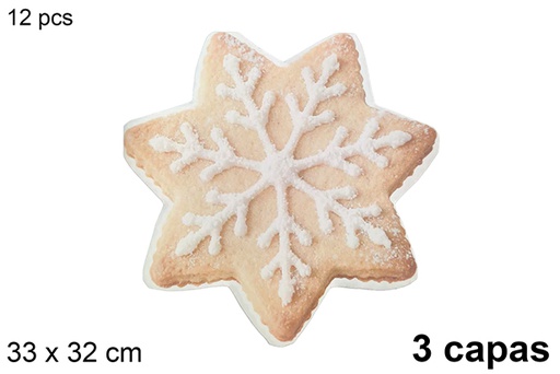 [123787] Pack 12 guardanapos de 3 camadas em formato de biscoito 33x32 cm