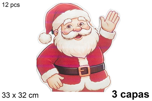 [123788] Pack 12 Santa Claus-shaped 3-ply napkins with sack 33x32 cm