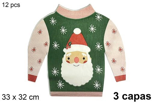 [123789] Pack 12 tovaglioli natalizi a tre veli in tessuto jersey 33x32 cm