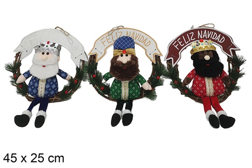 [123799] Coroa decorada com os Três Reis Magos, 30x45cm