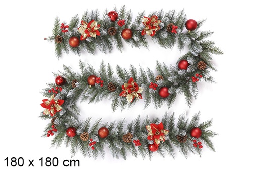 [123819] Ramo de Natal decorativo verde/vermelho 180x180 cm