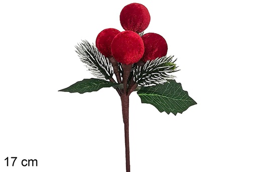 [123856] Branche de Noël rouge 17 cm