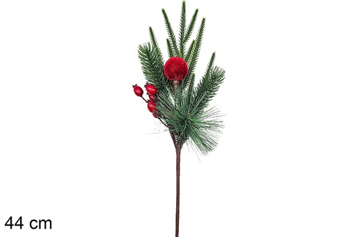 [123857] Branche de Noël verte/rouge 44 cm