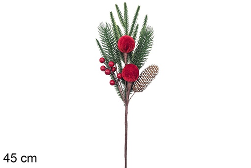 [123859] Ramo de Natal verde/vermelho de 45 cm
