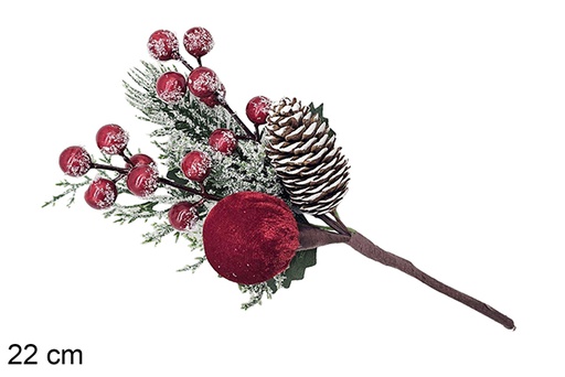 [123864] Snowy Christmas branch 22 cm