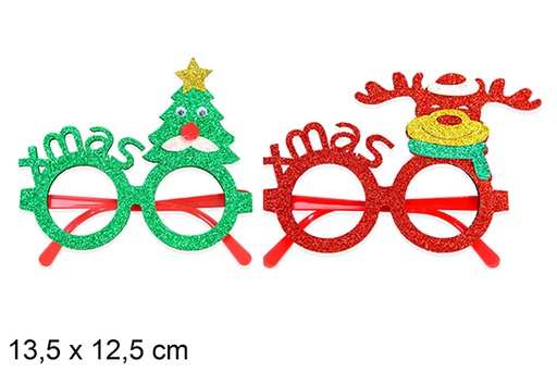 [123885] Verres décorés pour Noël assortis 13,5 x 12,5 cm