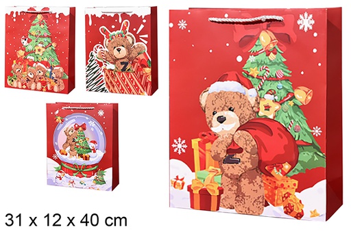 [123902] Decorated red Christmas gift bag 31x12x40 cm (L)