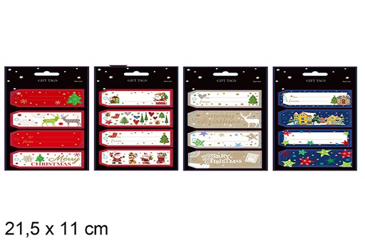 [123904] Set di 4 etichette regalo natalizie assortite 21,5x11 cm