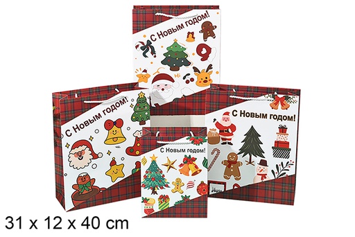 [123913] Decorated Christmas gift bag 31x12x40 cm (L)