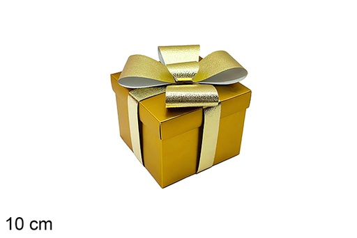 [123915] Gold Christmas gift box with ribbon, 10 cm