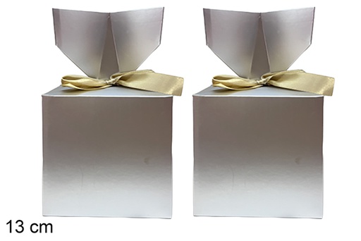 [123917] Set of 2 silver Christmas boxes, 13cm