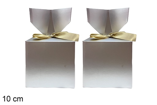 [123922] Conjunto de 2 caixas de Natal prateadas, 10 cm