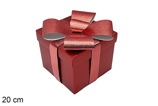 [123929] Red Christmas gift box with ribbon, 20 cm