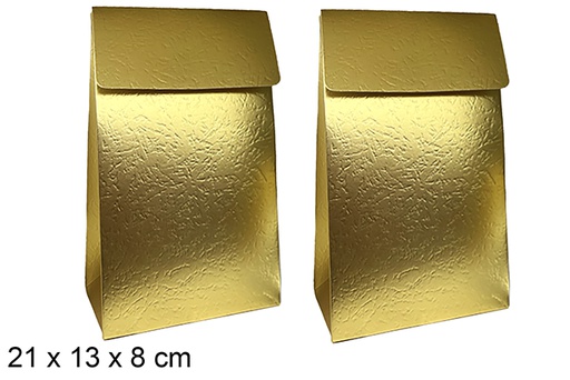 [123933] Set di 2 sacchetti regalo natalizi dorati 21x13x8 cm