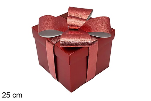 [123934] Caja regalo Navidad roja con lazo 25 cm